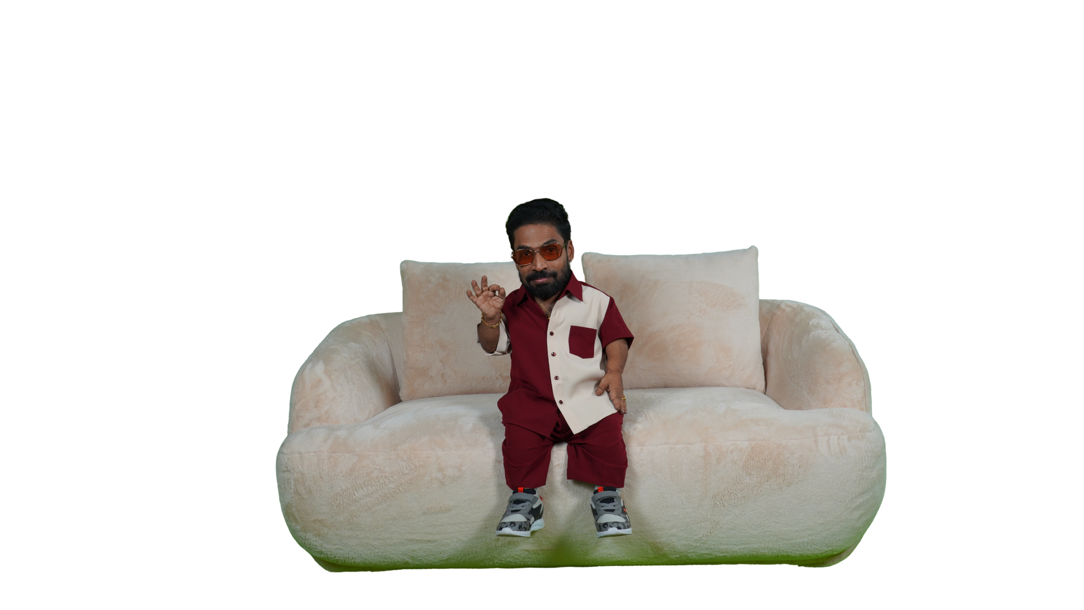 Ajay Kumar with Meubel ivory cloud sofa