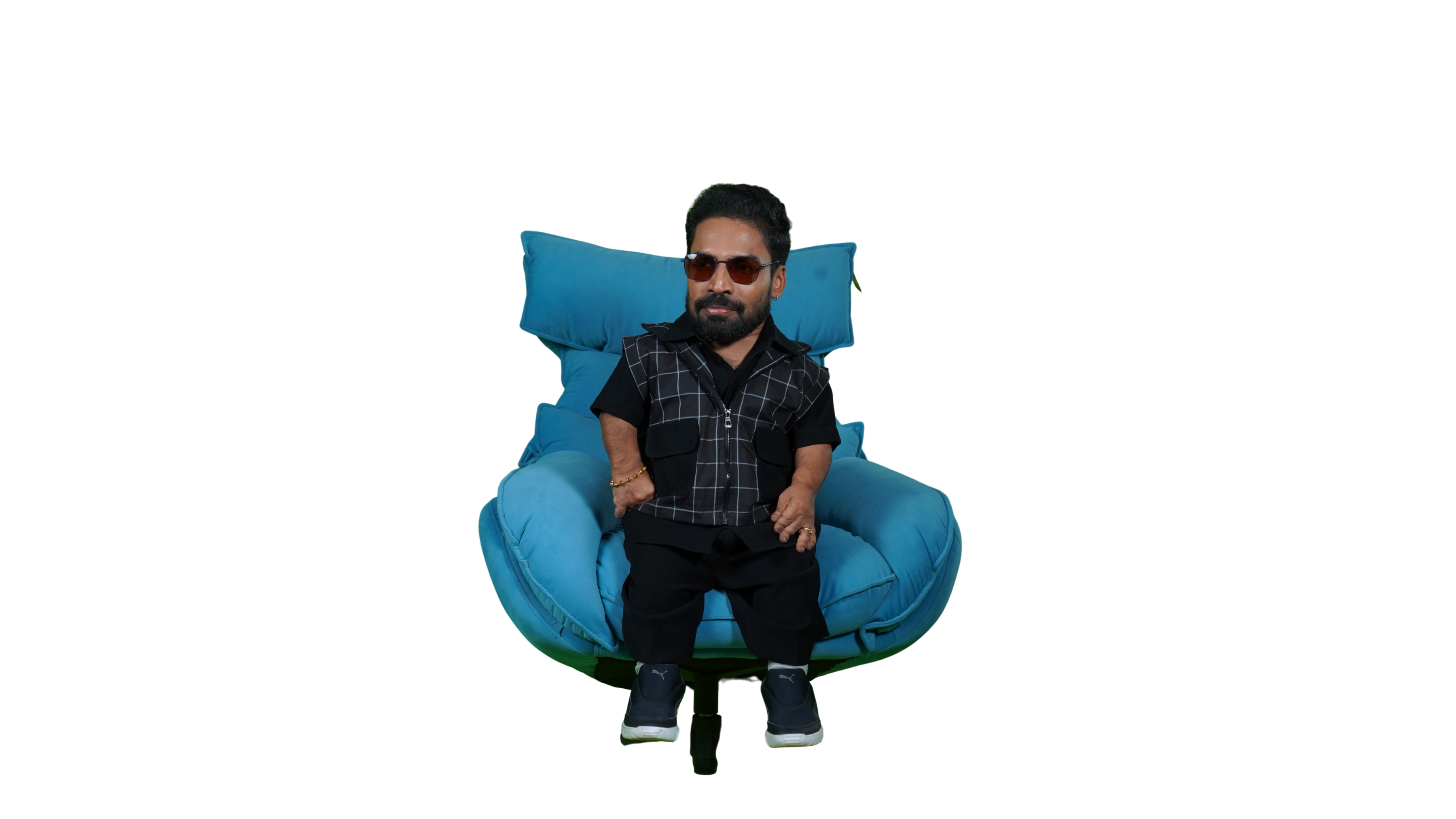 Ajay Kumar in Meubel blue swivel chair